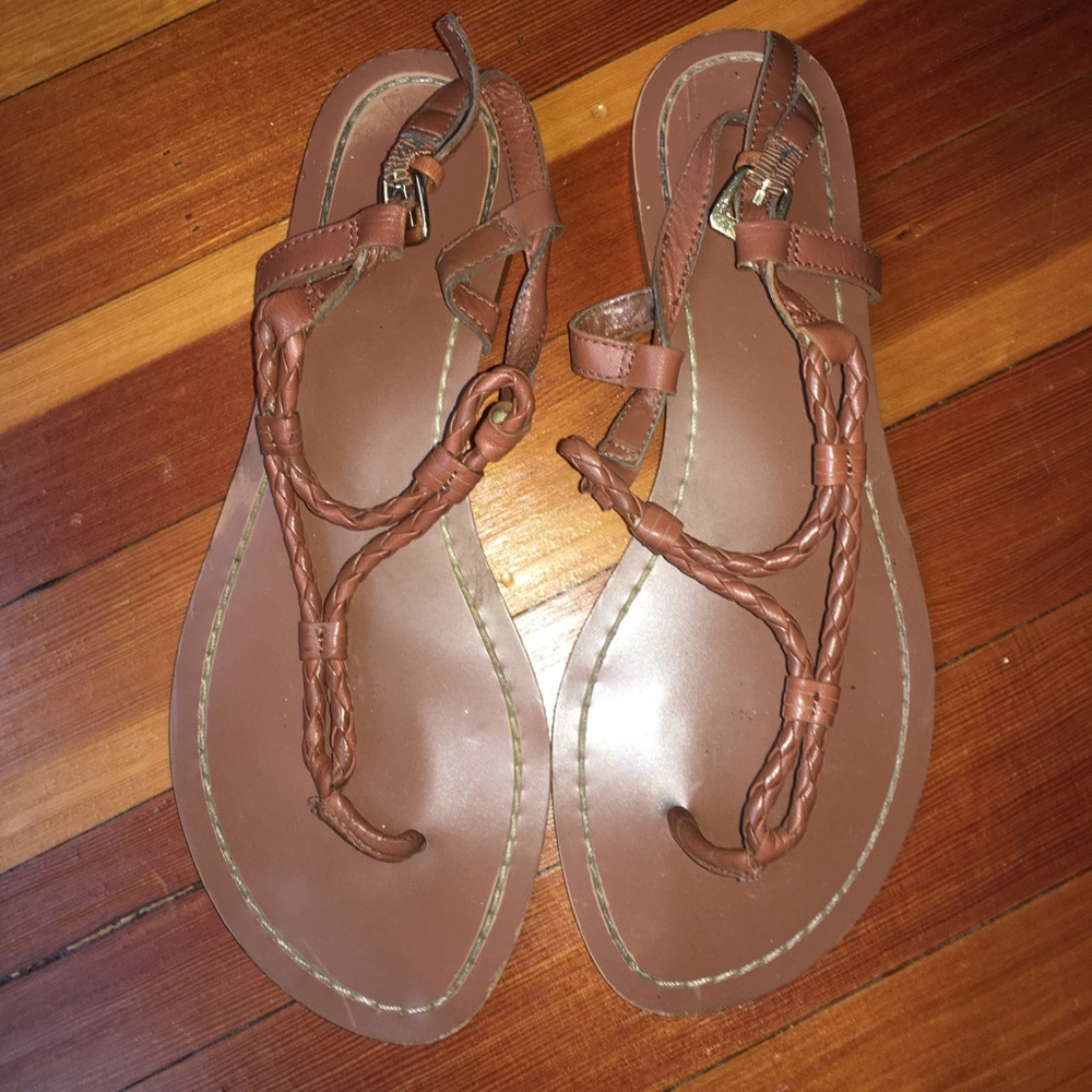 Ralph Lauren, size 7, brown rope thong sandals